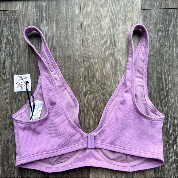 Peek & Beau Fuller Bust Underwire Ribbed Lilac Bikini Top 32G - Picture 2 of 4